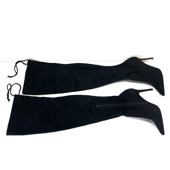 Aldo Vegan Suede Pointed Toe Thigh High Heeled Zip Boots - Picture 10 of 10